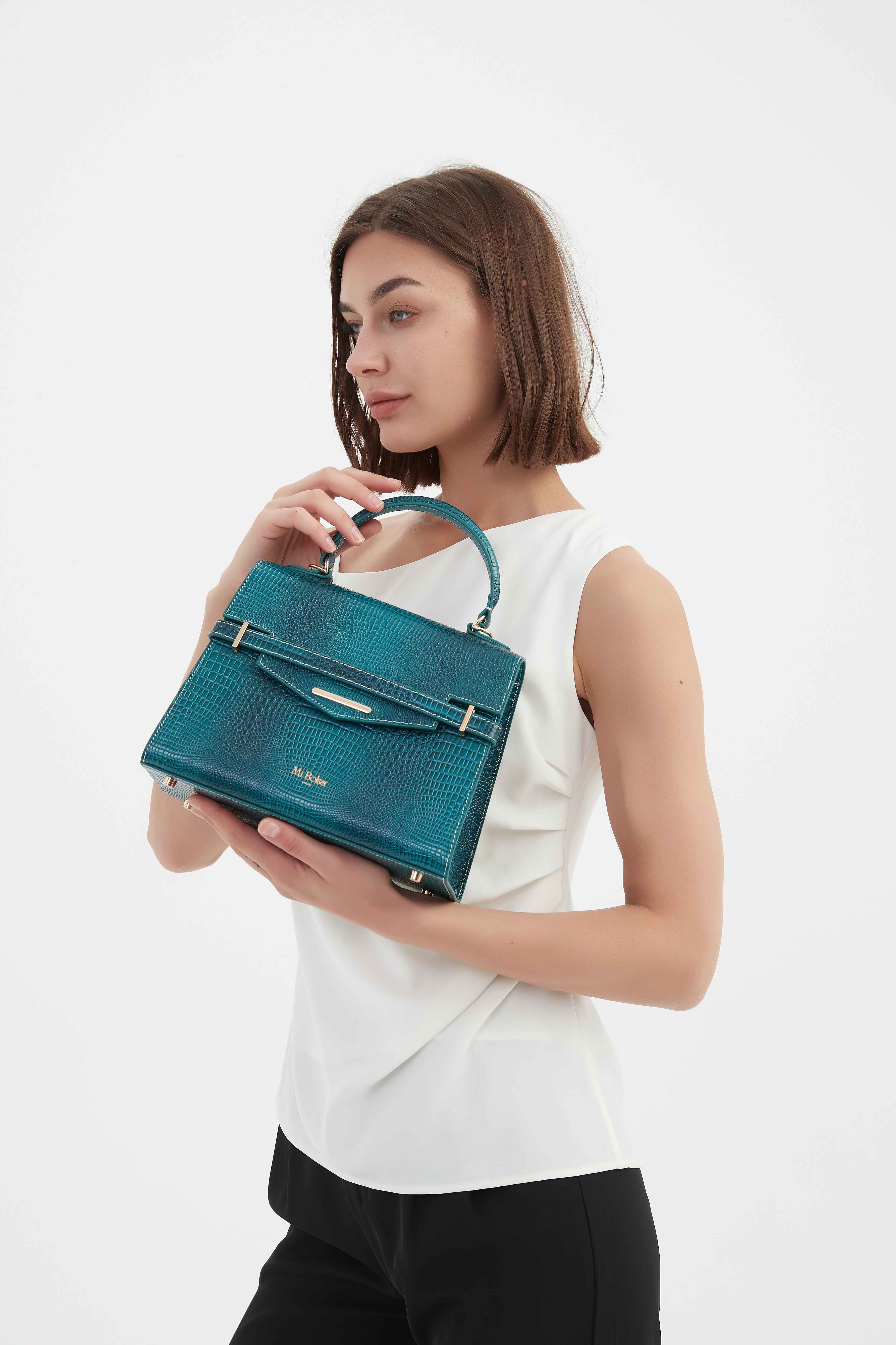 "Mi" Midi Top Handle - Croc Embossed