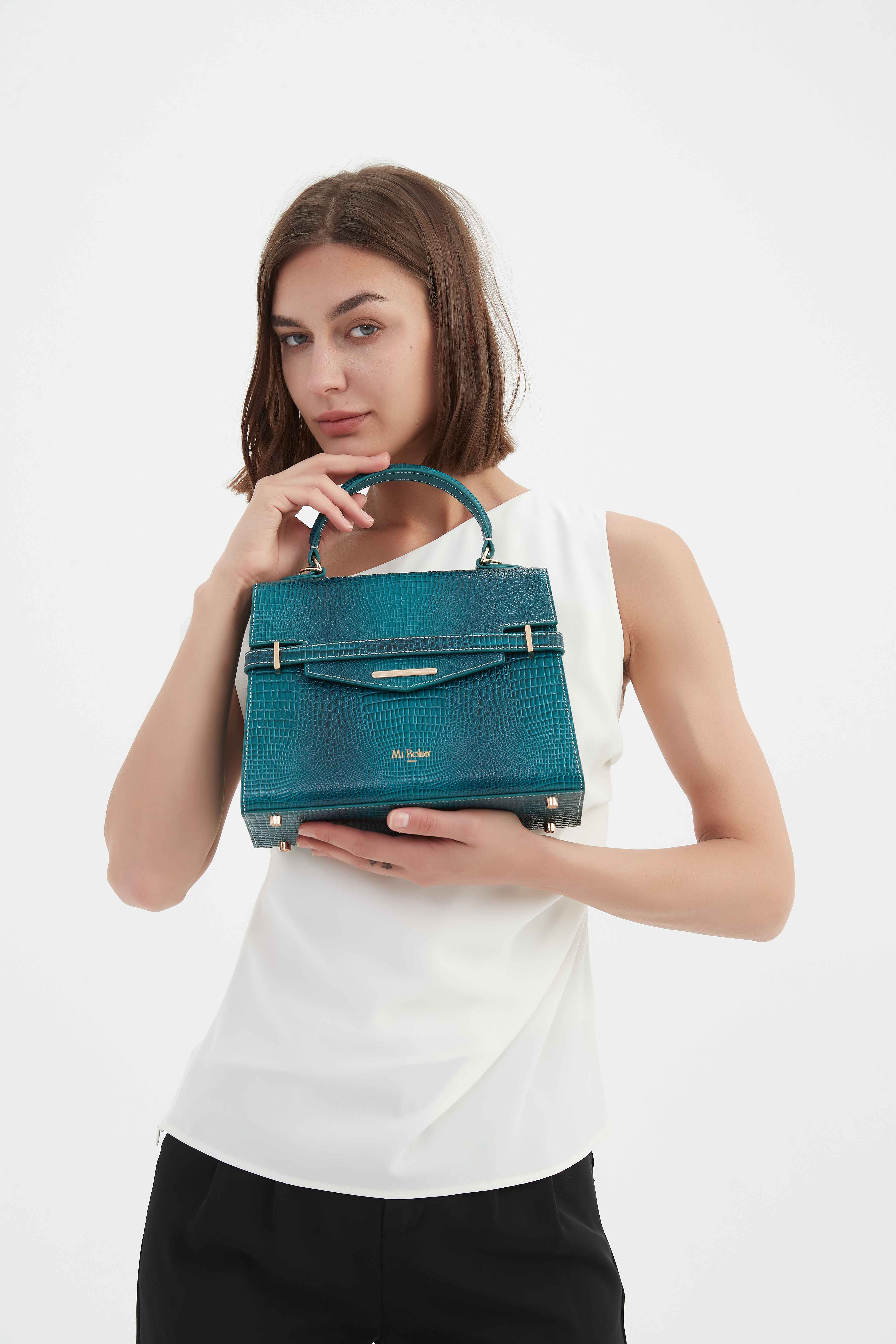 "Mi" Midi Top Handle - Croc Embossed