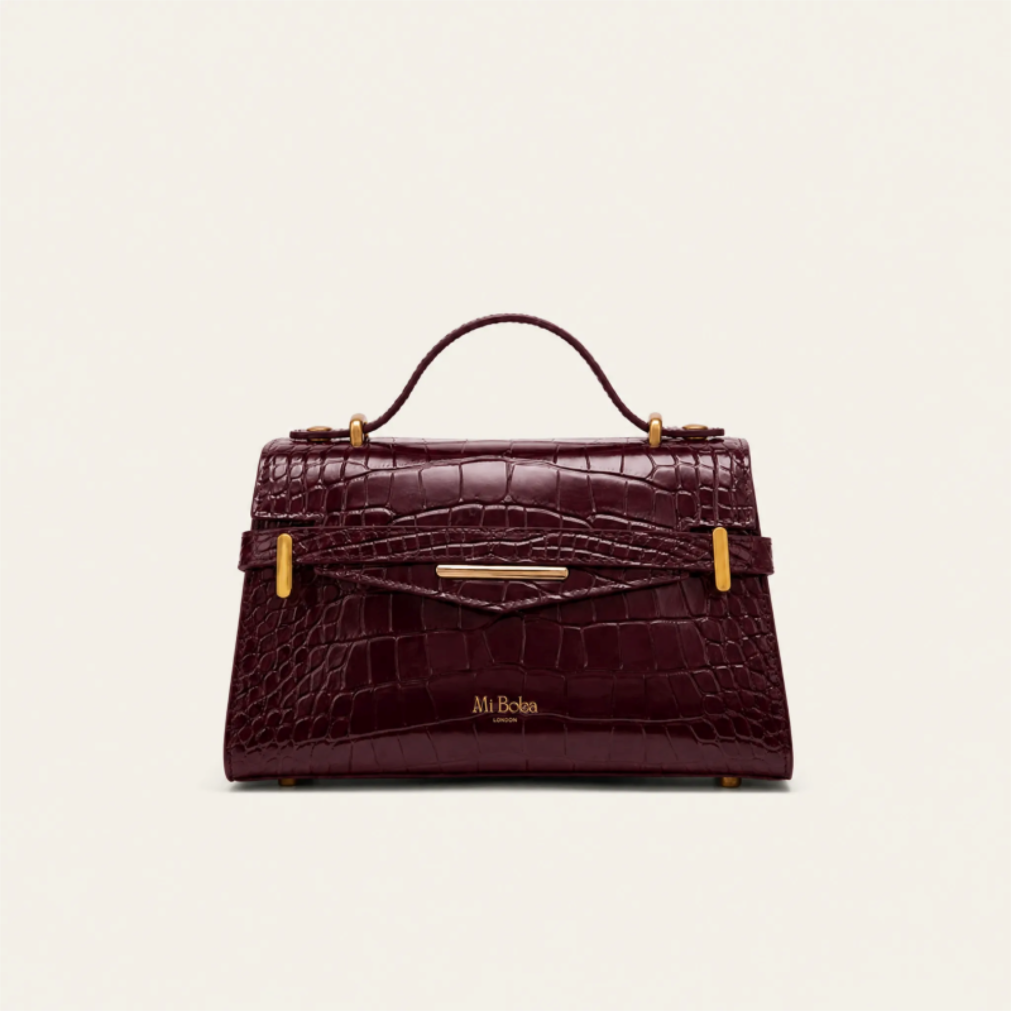 "Mi" Top Handle - Burgundy Croc Embossed