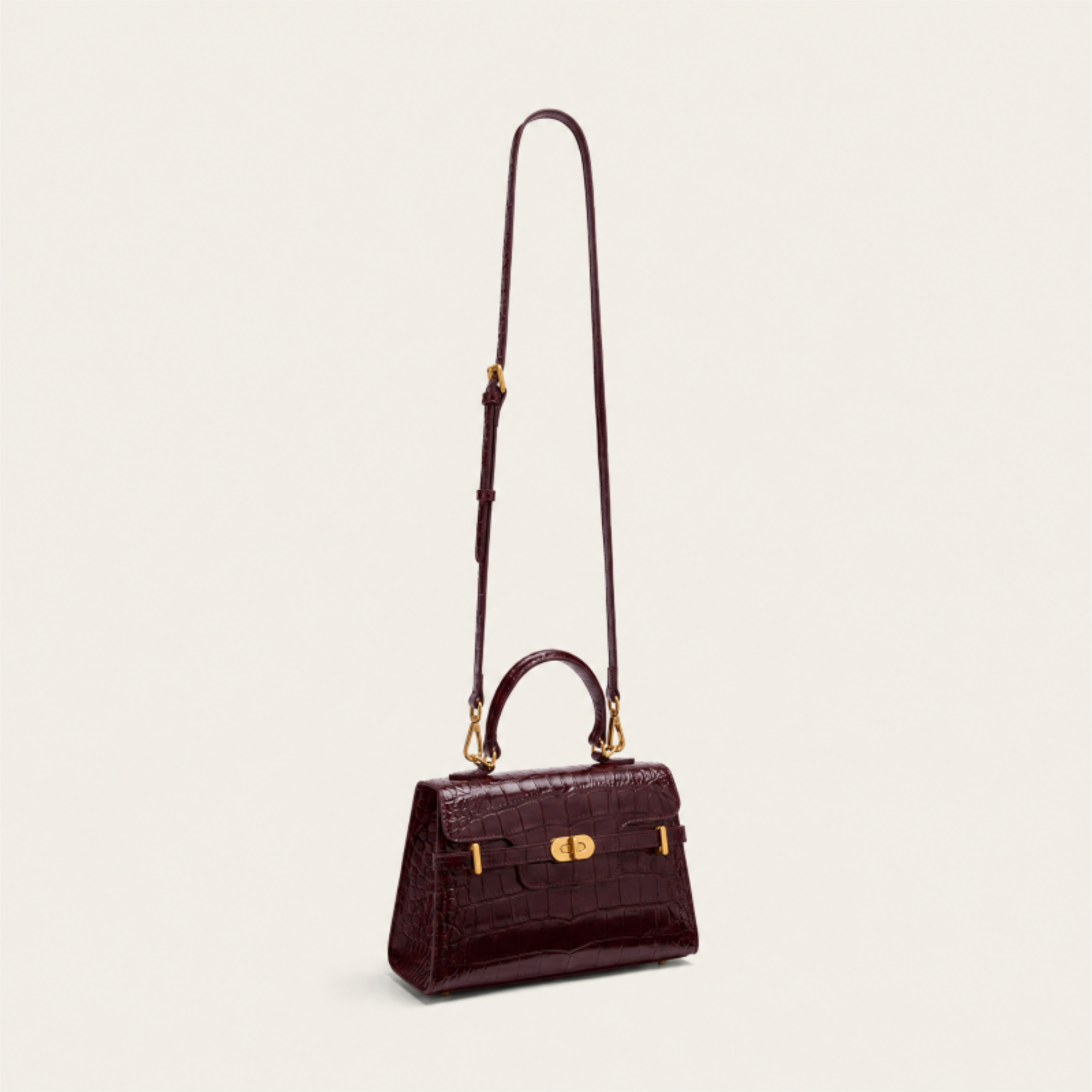 Kensington - Top Handle Burgundy Croc Embossed