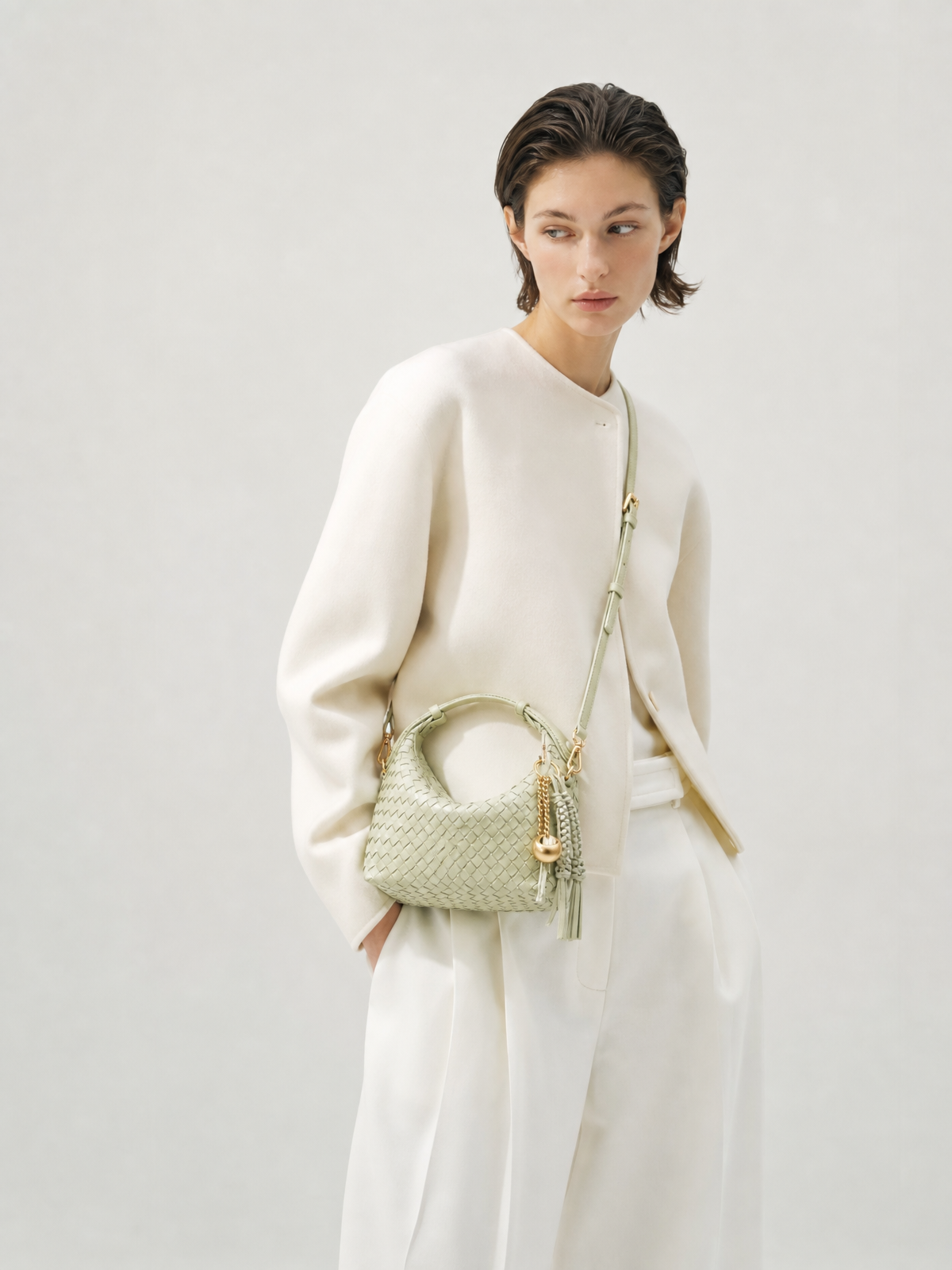 Camilla Half Moon Woven - Bubble Green
