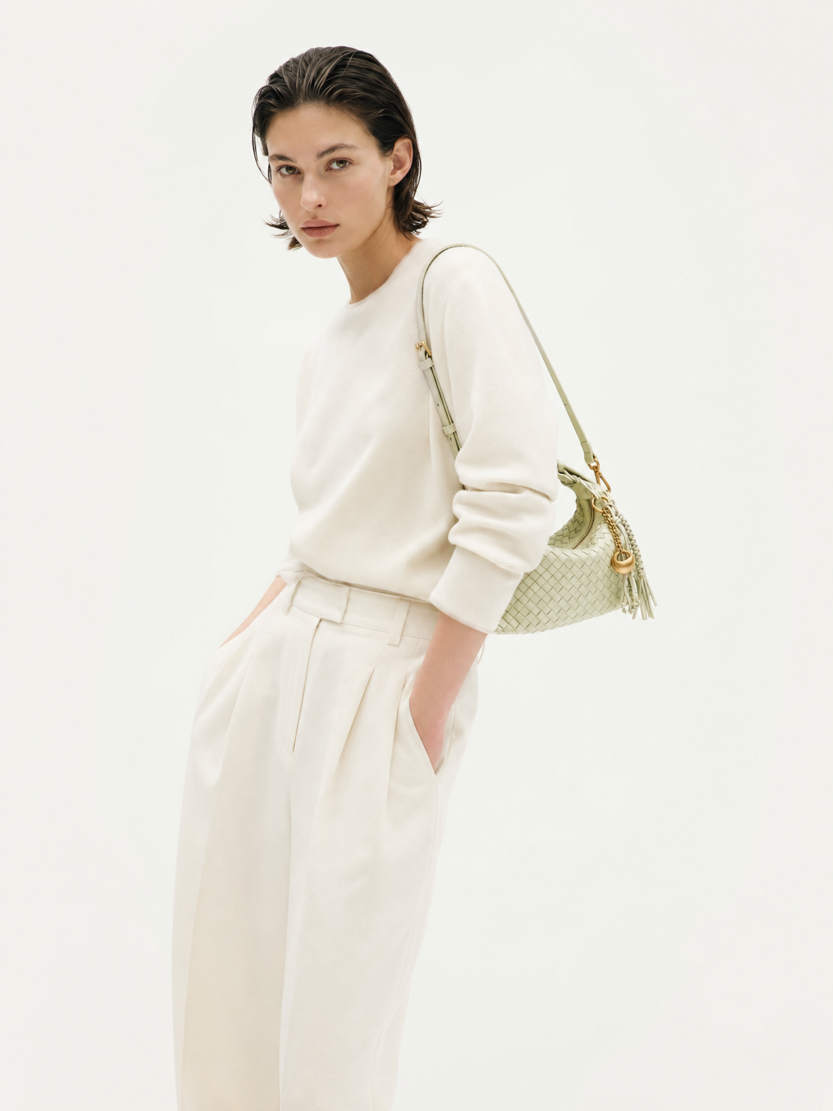 Camilla Half Moon Woven - Bubble Green