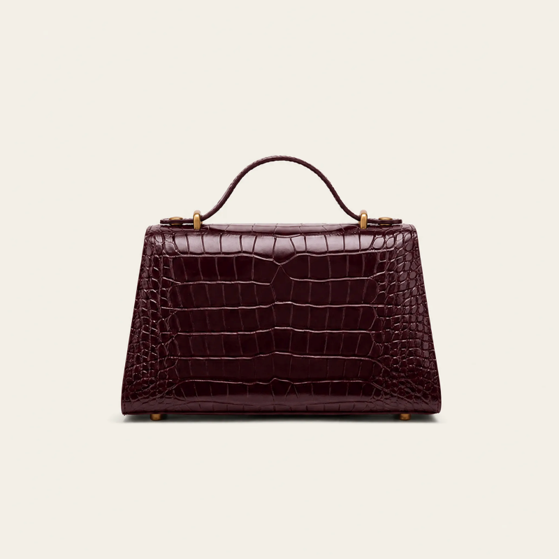 "Mi" Top Handle - Burgundy Croc Embossed