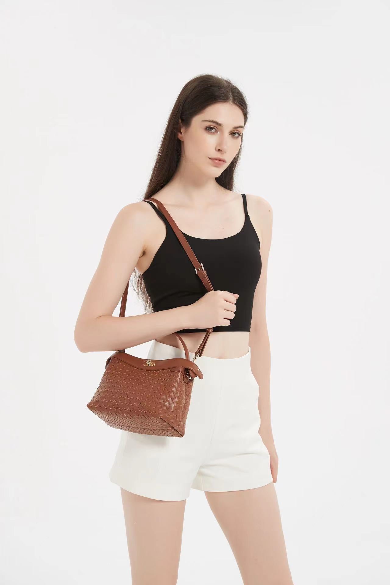 Florence Top Handle Woven - Caramel