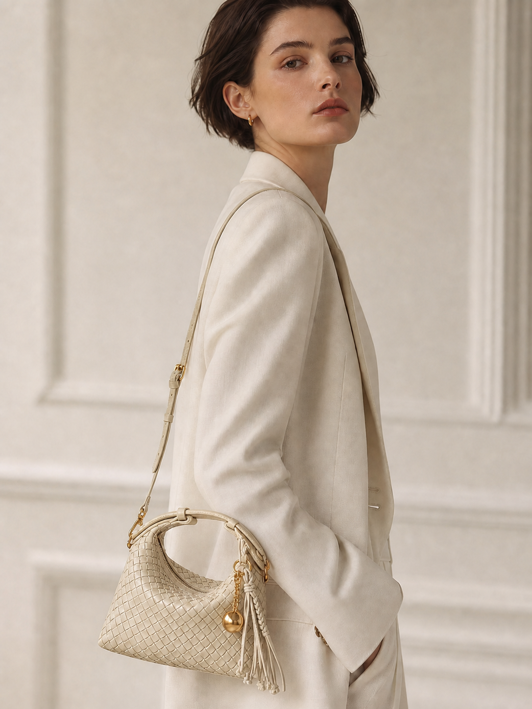 Camilla Half Moon Woven - Creamy White