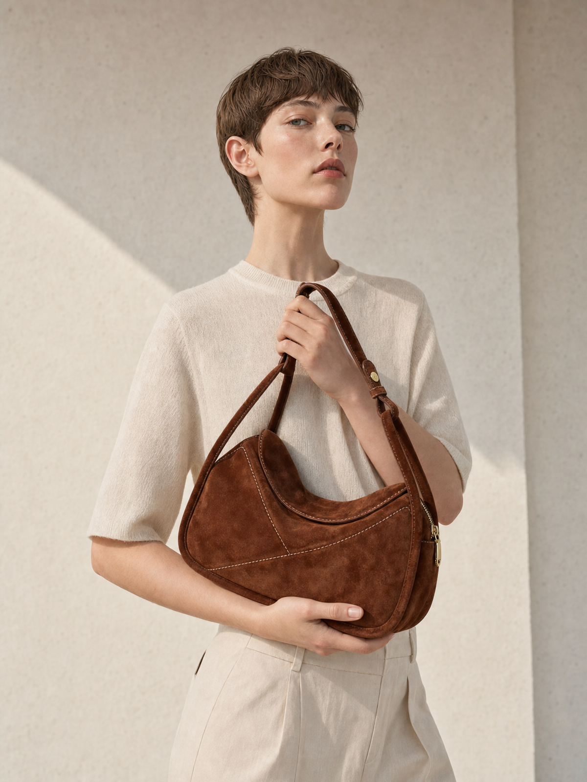 Carnaby Shoulder - Coffee Suede