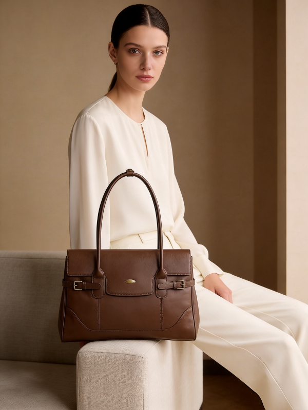 Wax Leather Top Handle - Brown