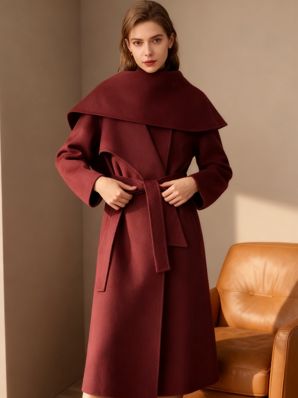 Cashmere Wool Blend Long Coat