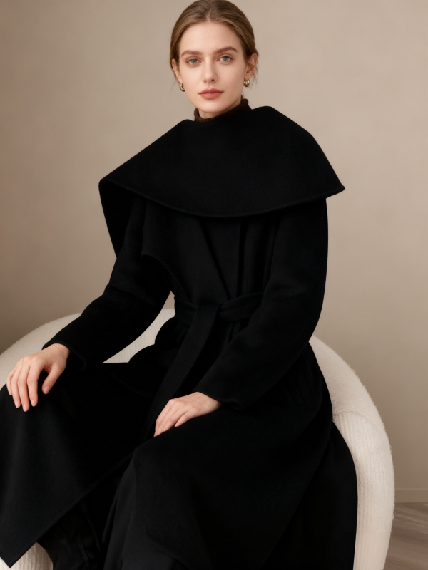 Cashmere Wool Blend Long Coat