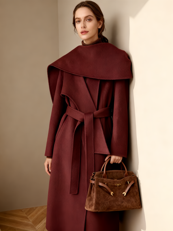 Cashmere Wool Blend Long Coat