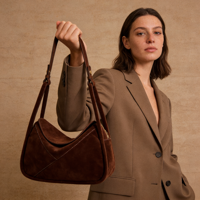 Carnaby Shoulder - Coffee Suede