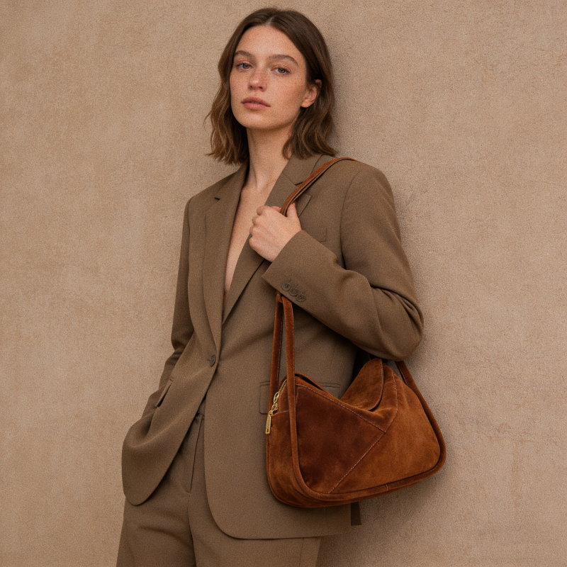Carnaby Shoulder - Brown Suede