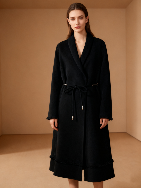 Cashmere Wool Blend Long Coat