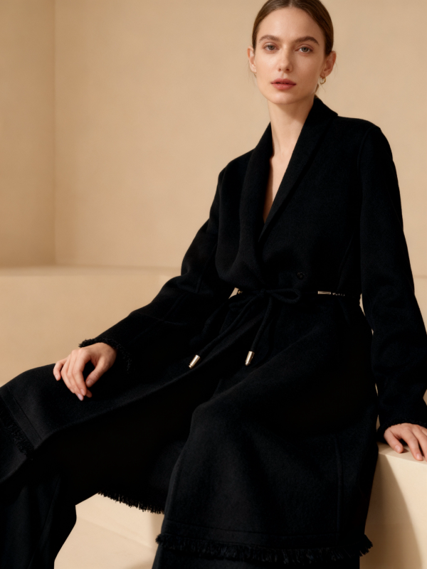 Cashmere Wool Blend Long Coat