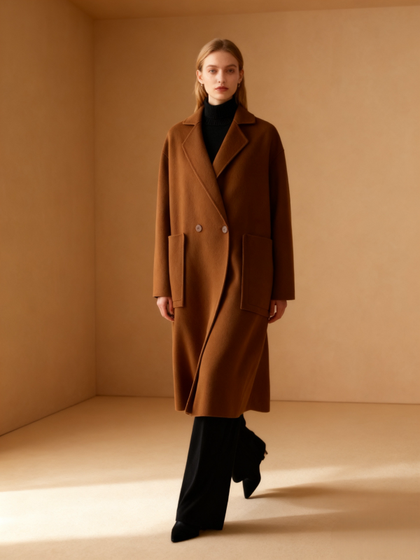 Cashmere Wool Blend Long Coat
