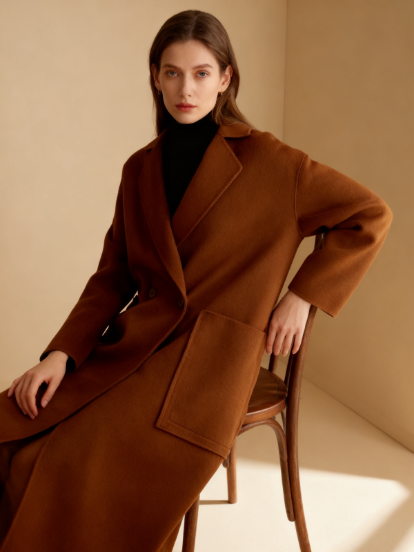 Cashmere Wool Blend Long Coat