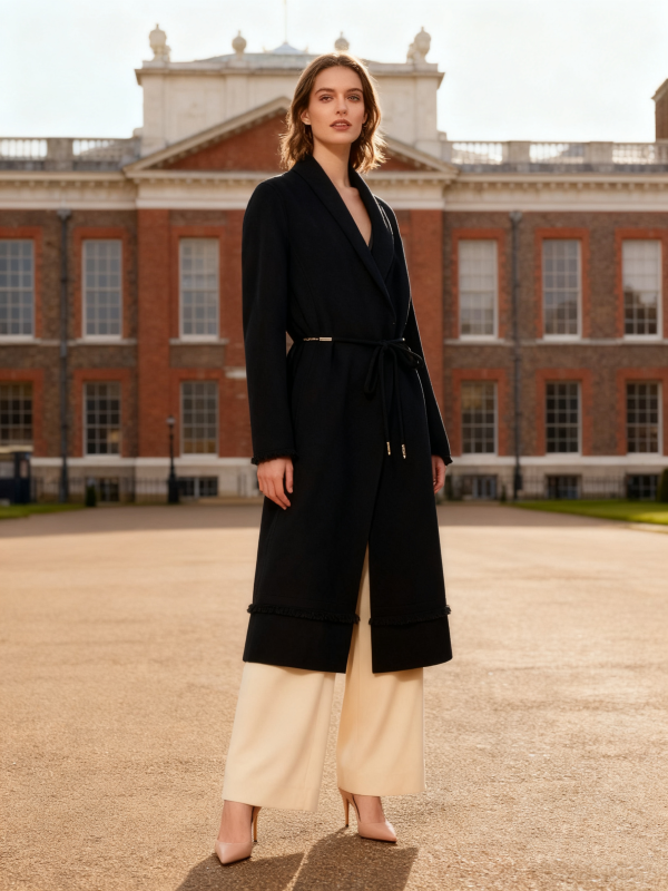 Cashmere Wool Blend Long Coat