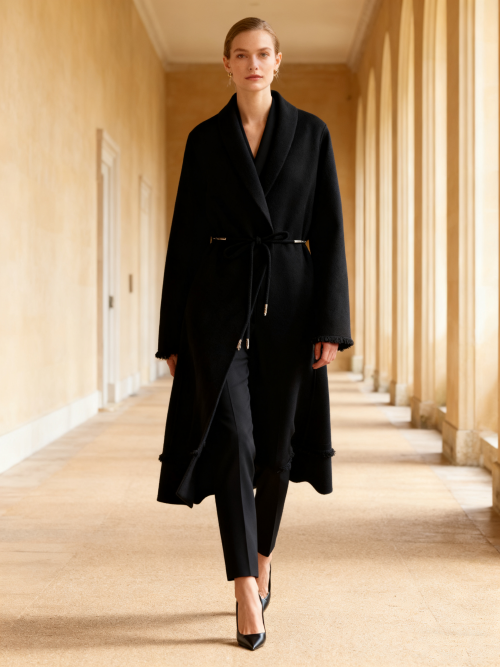 Cashmere Wool Blend Long Coat