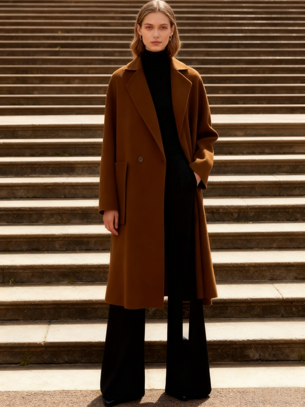 Cashmere Wool Blend Long Coat