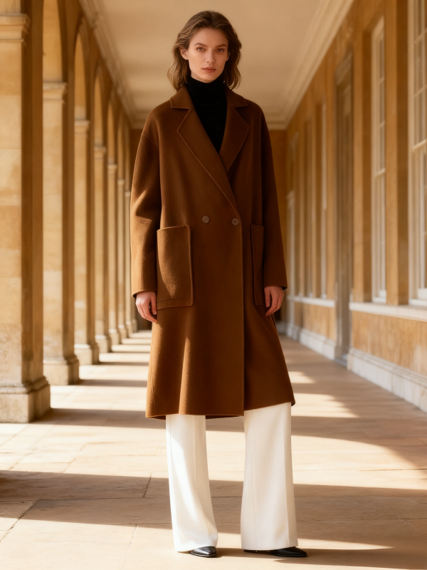 Cashmere Wool Blend Long Coat