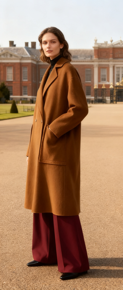 Cashmere Wool Blend Long Coat