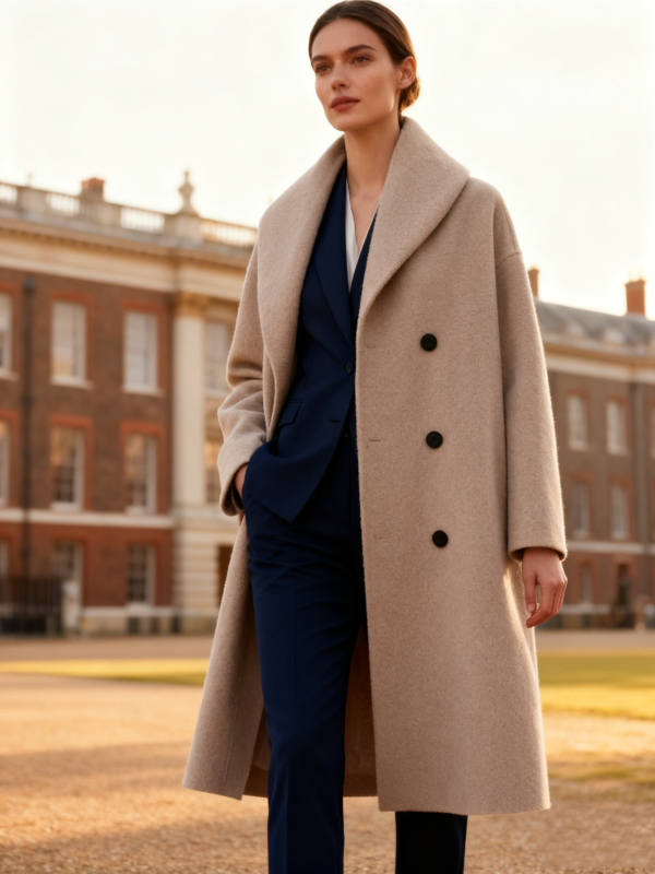 Cashmere Wool Blend Long Coat