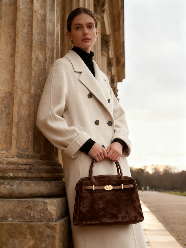 Kensington - Top Handle in Coffee Suede