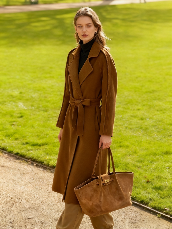 Cashmere Wool Blend Long Coat