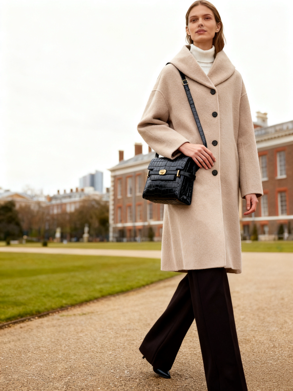 Cashmere Wool Blend Long Coat