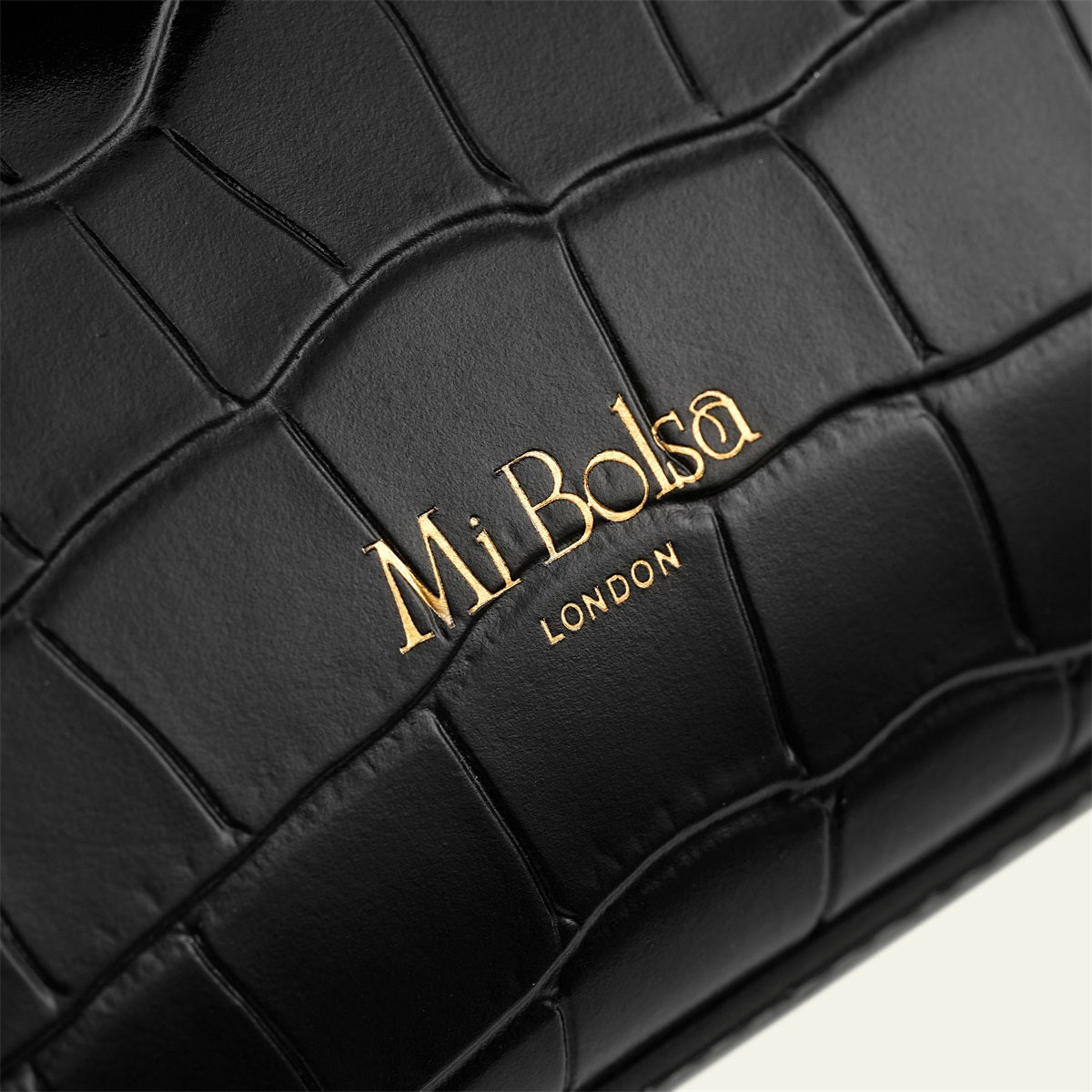 Kensington - Top Handle Black Mi Croc Embossed