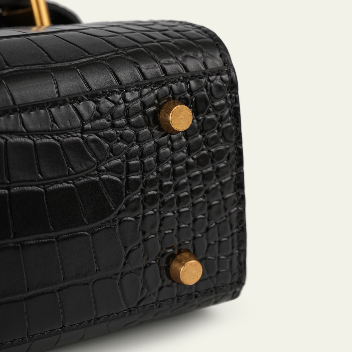 Kensington - Top Handle Black Mi Croc Embossed