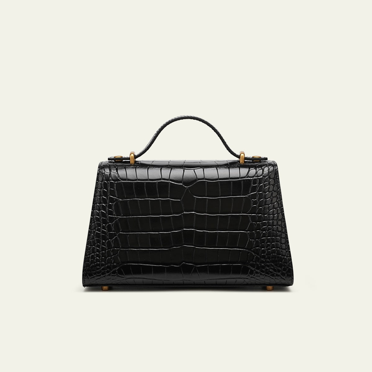 Kensington - Top Handle Black Mi Croc Embossed