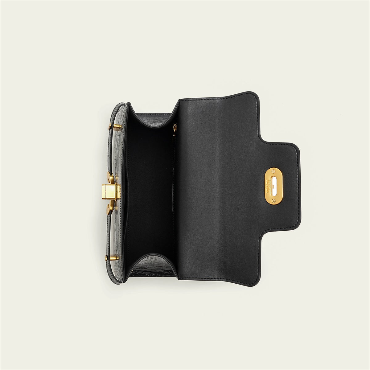 Kensington - Top Handle Black Croc Embossed