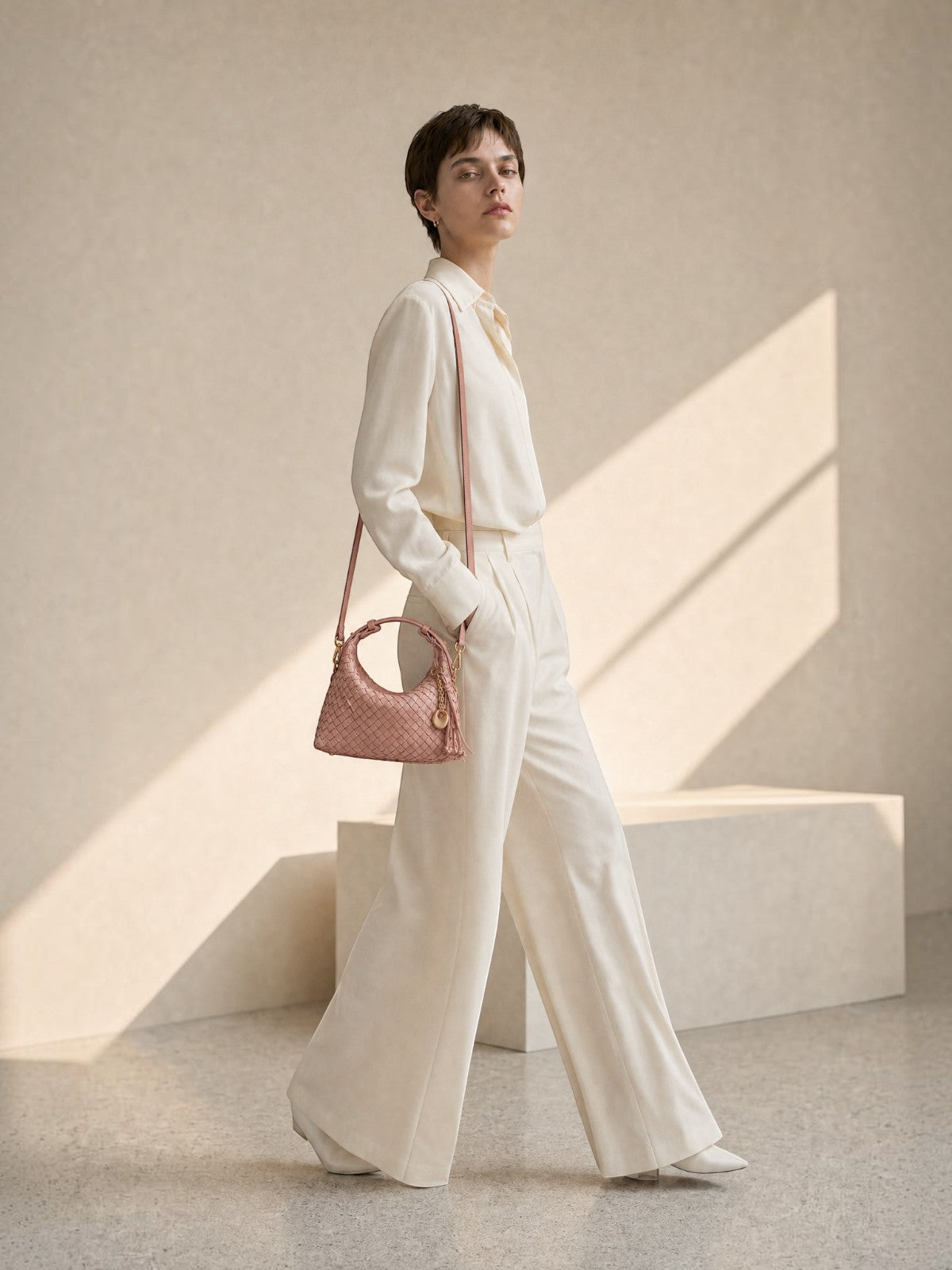 Camilla Half Moon Woven - Sakura Pink