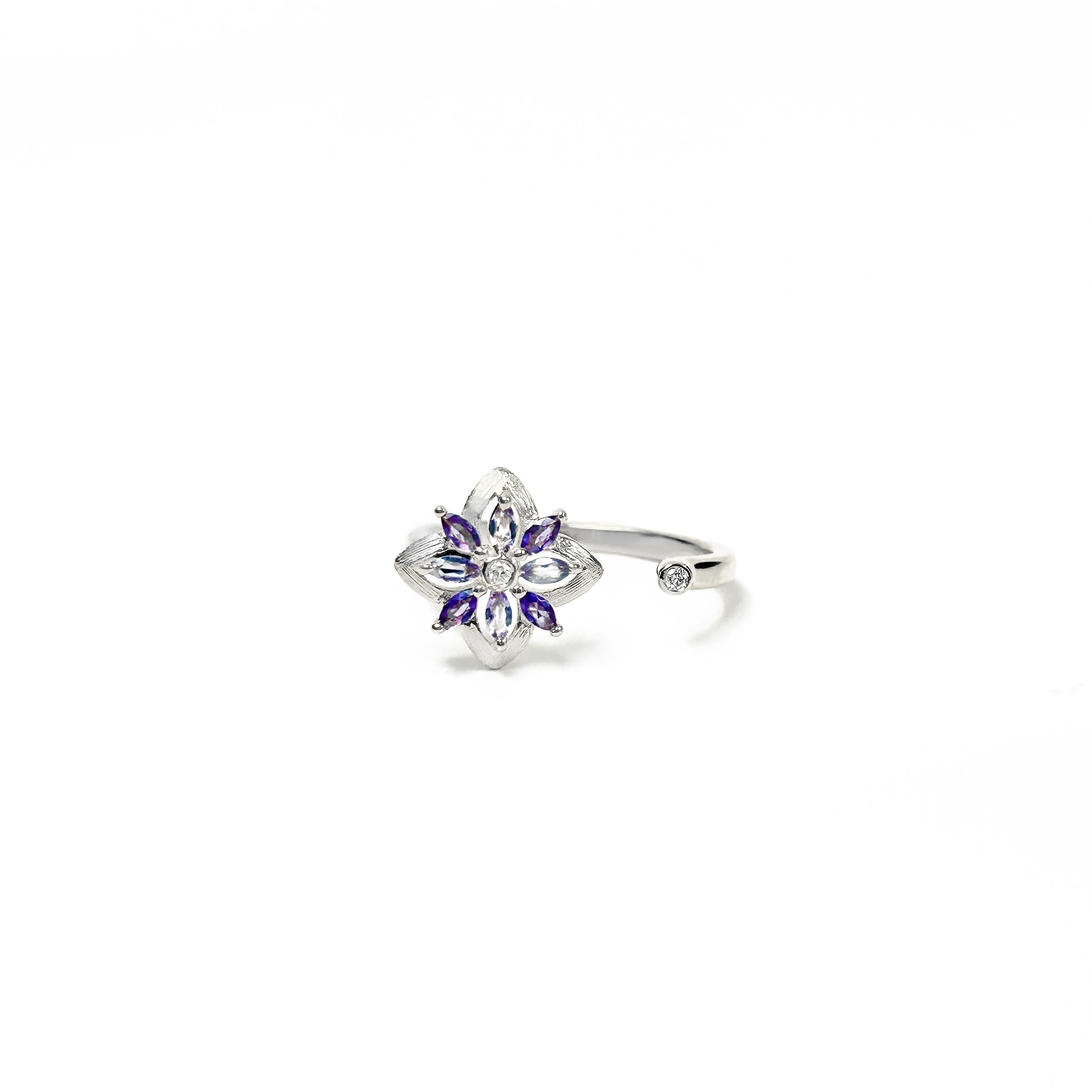 Water Lily White Gold Diamond Ring