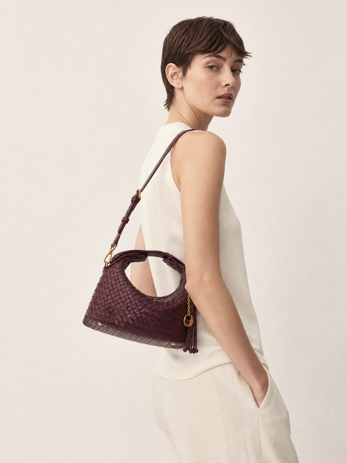 Camilla Half Moon Woven - Burgundy
