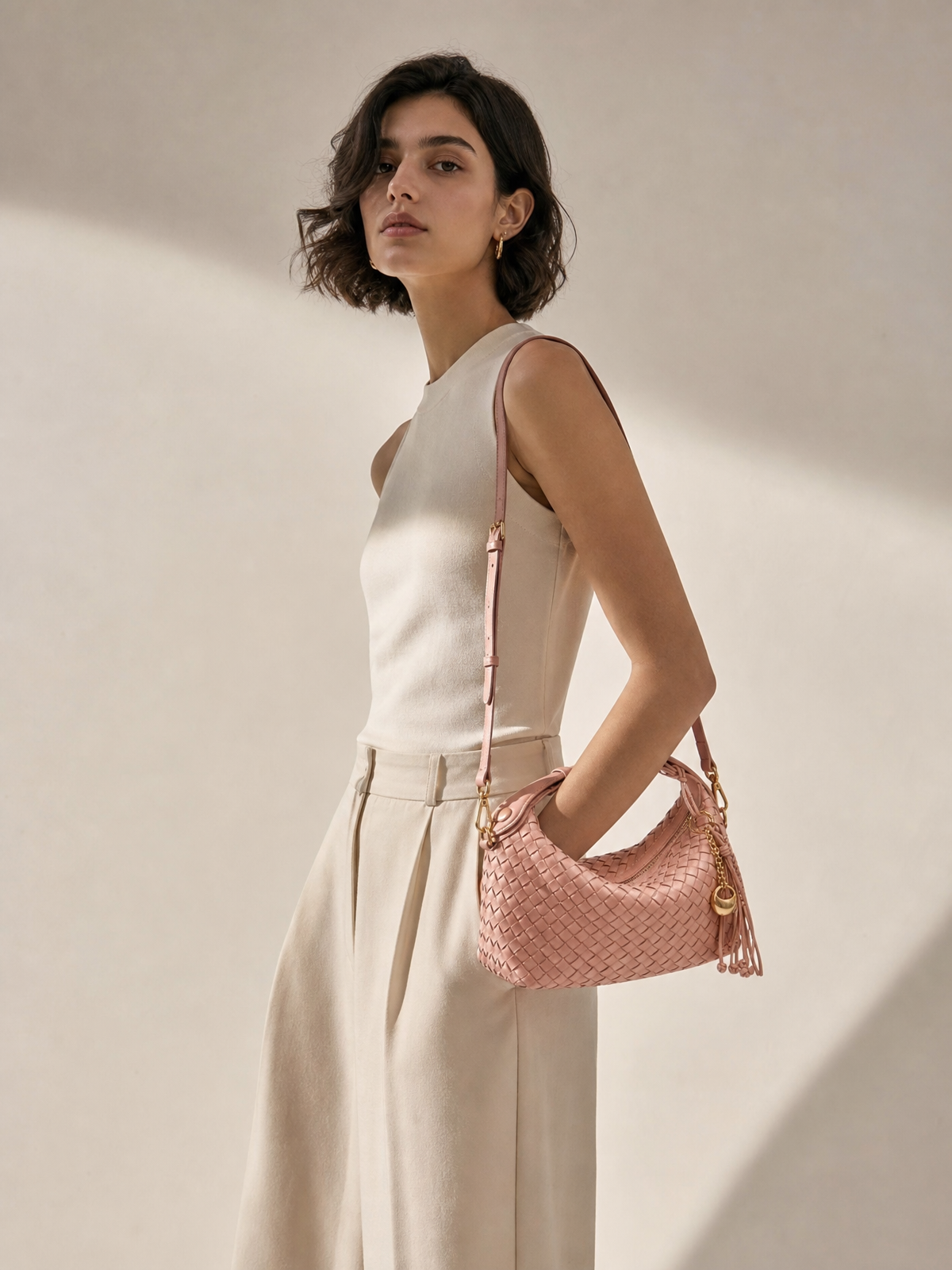Camilla Half Moon Woven - Sakura Pink
