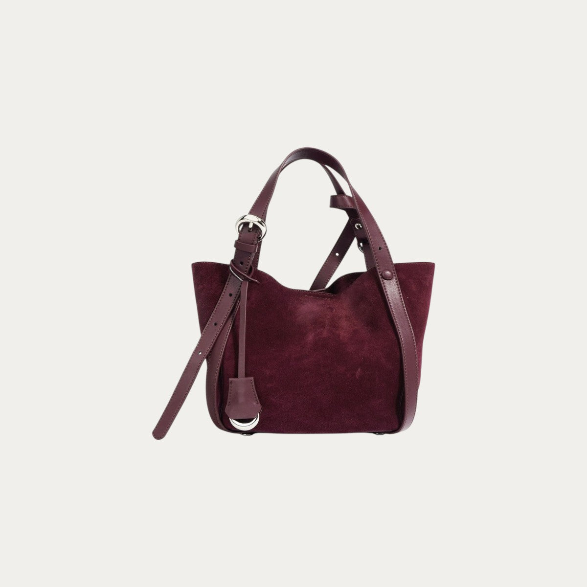 Suede Basket Bag - Burgundy