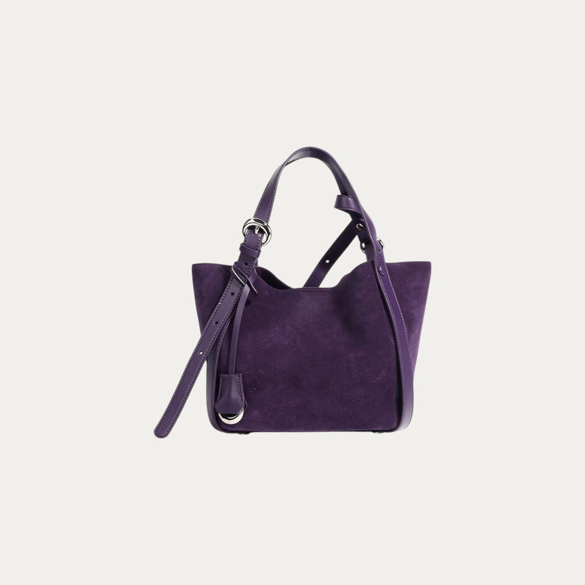 Suede Basket Bag - Purple