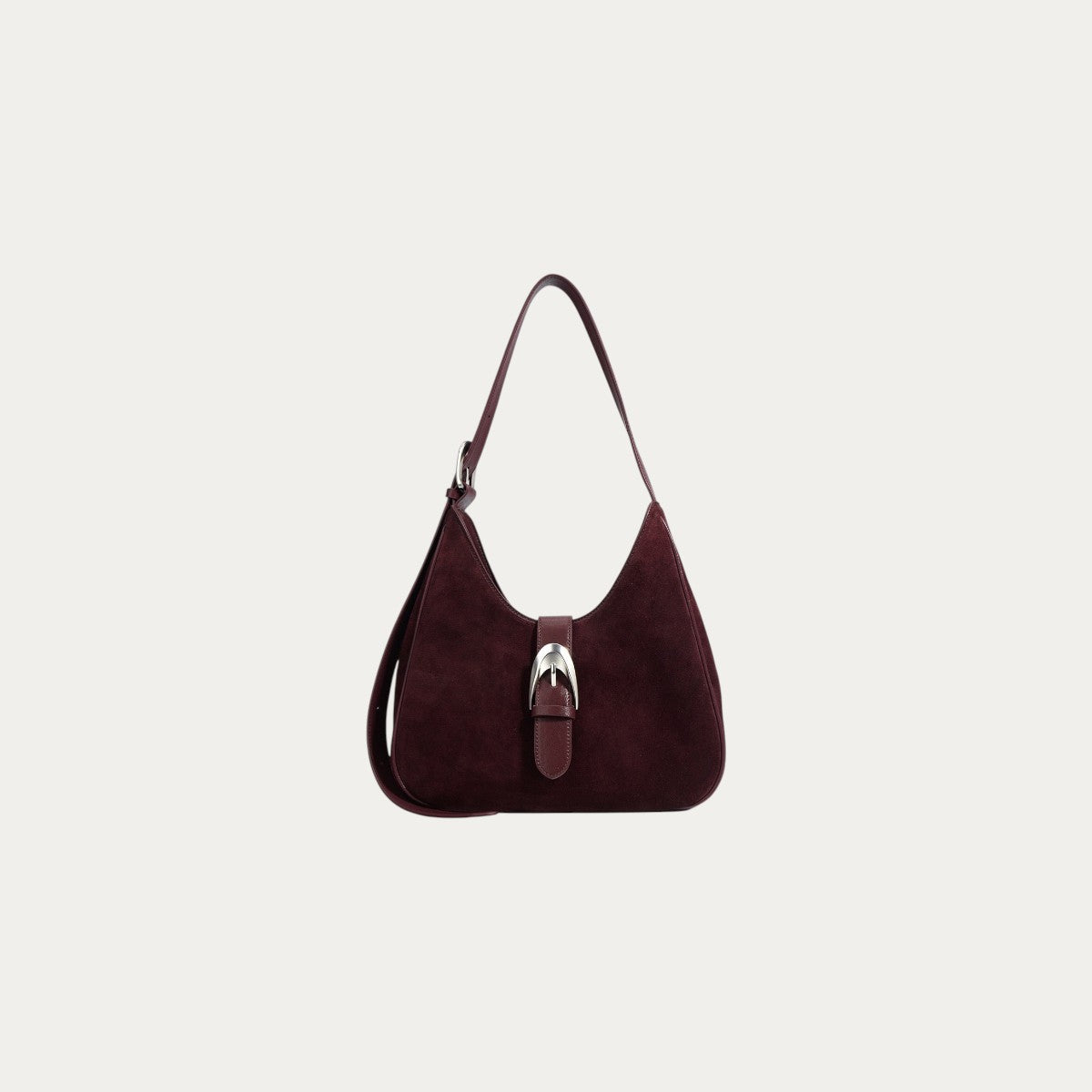 Suede Shoulder Bag - Burgundy