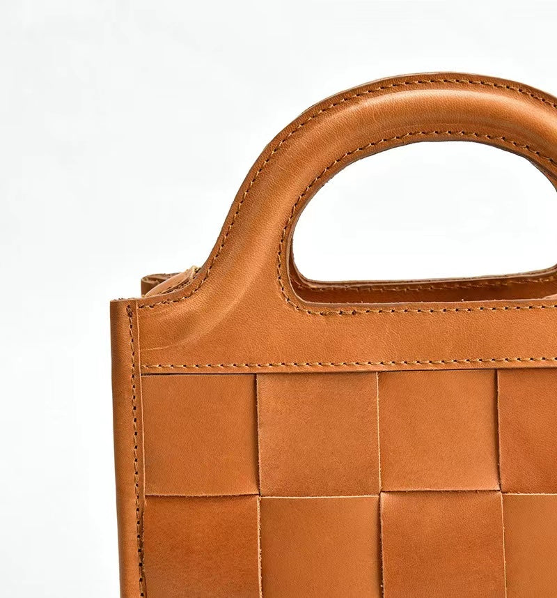 First Layer Cowhide Bristol Woven Bag