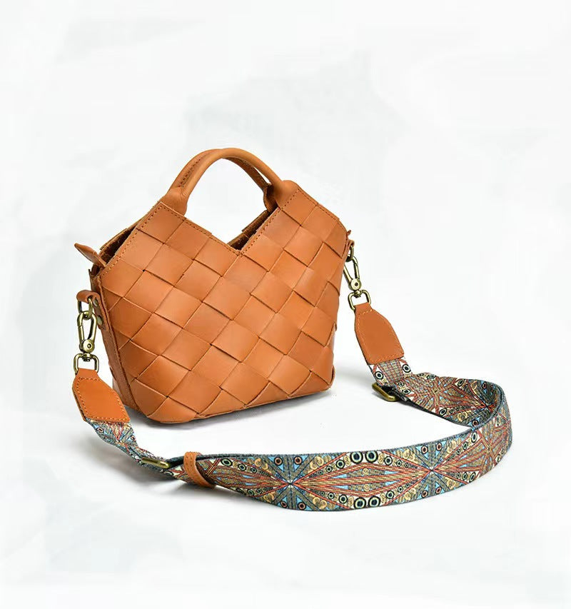 First Layer Cowhide Agnes Woven Tote Bag