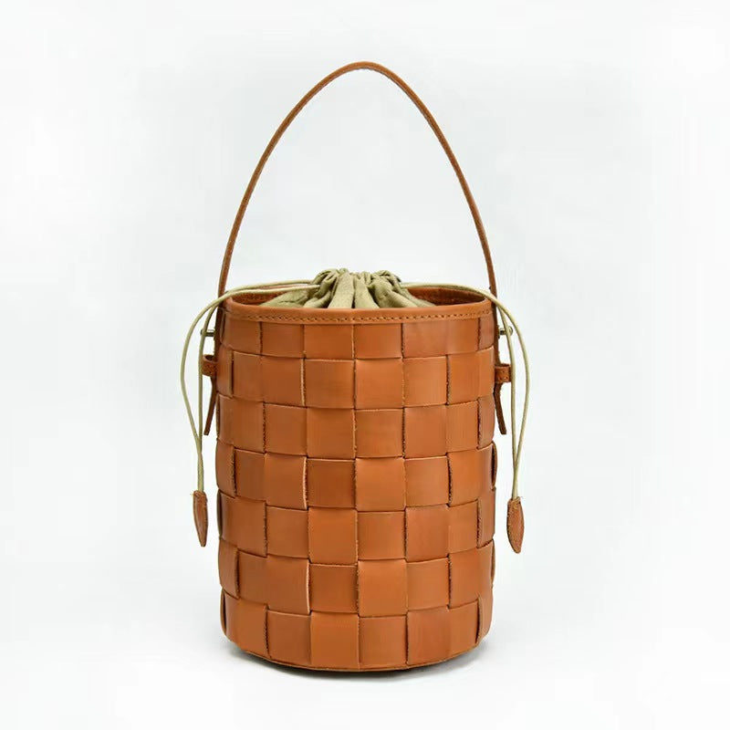 First Layer Cowhide Lucy Woven Tote Bag