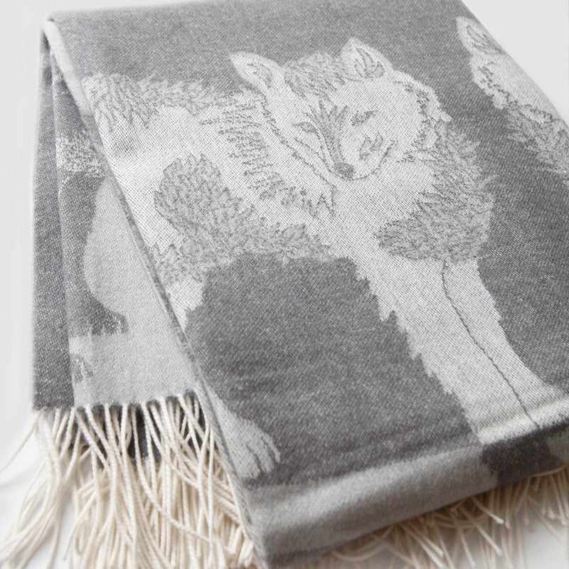 100% Lamb Wool Wolf Blanket