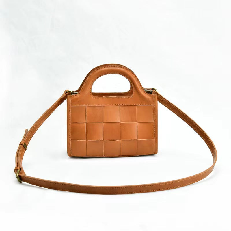 First Layer Cowhide Bristol Woven Bag