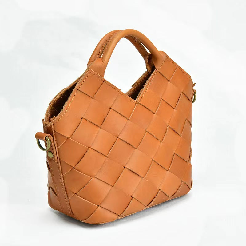 First Layer Cowhide Agnes Woven Tote Bag