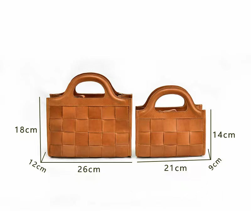 First Layer Cowhide Bristol Woven Bag