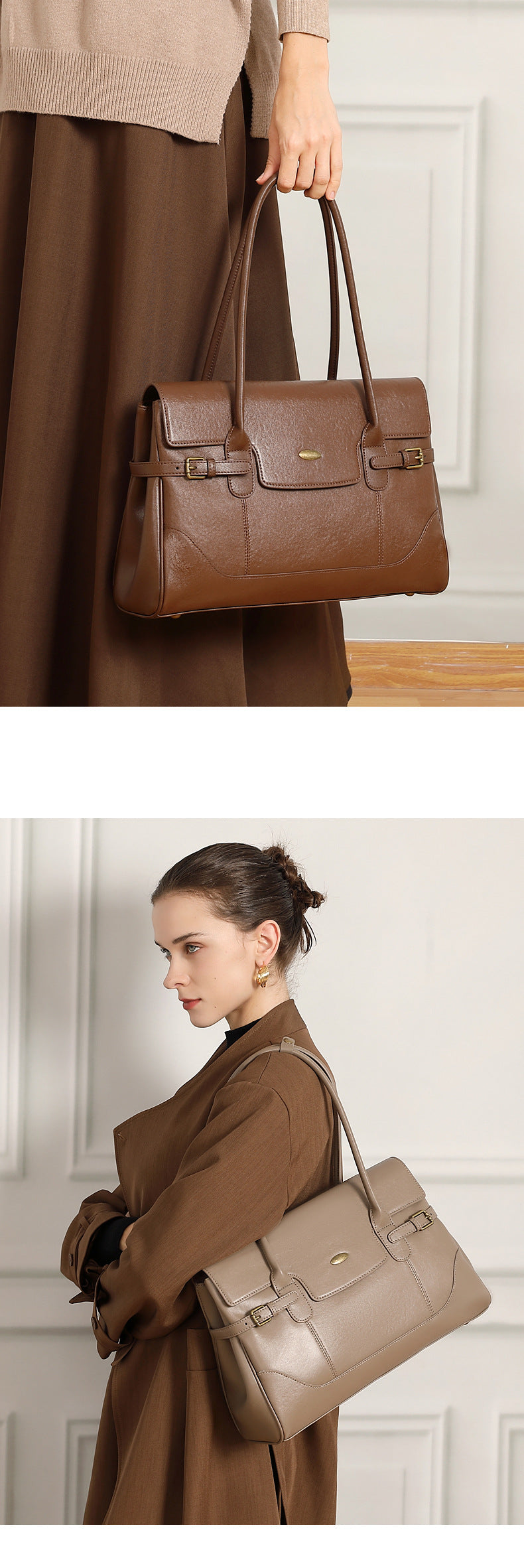 Wax Leather Top Handle - Black