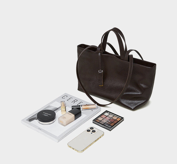Wax Leather Tote - Black