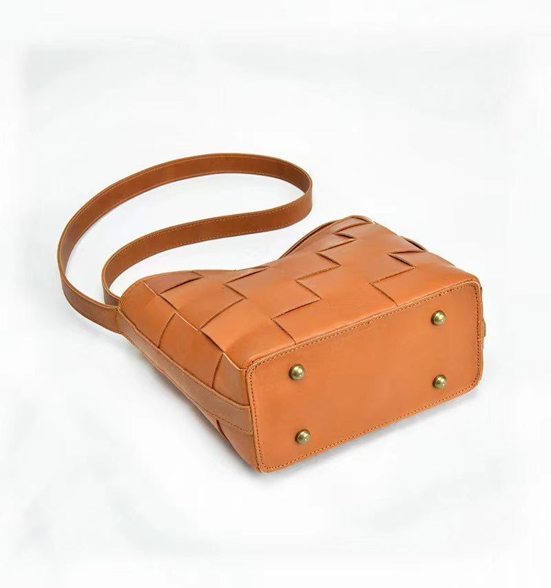 First Layer Cowhide Setta Woven Shoulder Bag